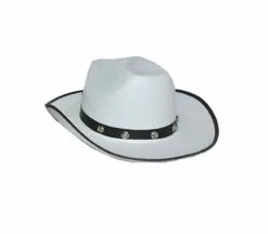 Chapeau Cowboy Feutrine Avec Bandeau à Clou Blanc