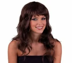 Perruque Cheveux Longs Ondulés Brun